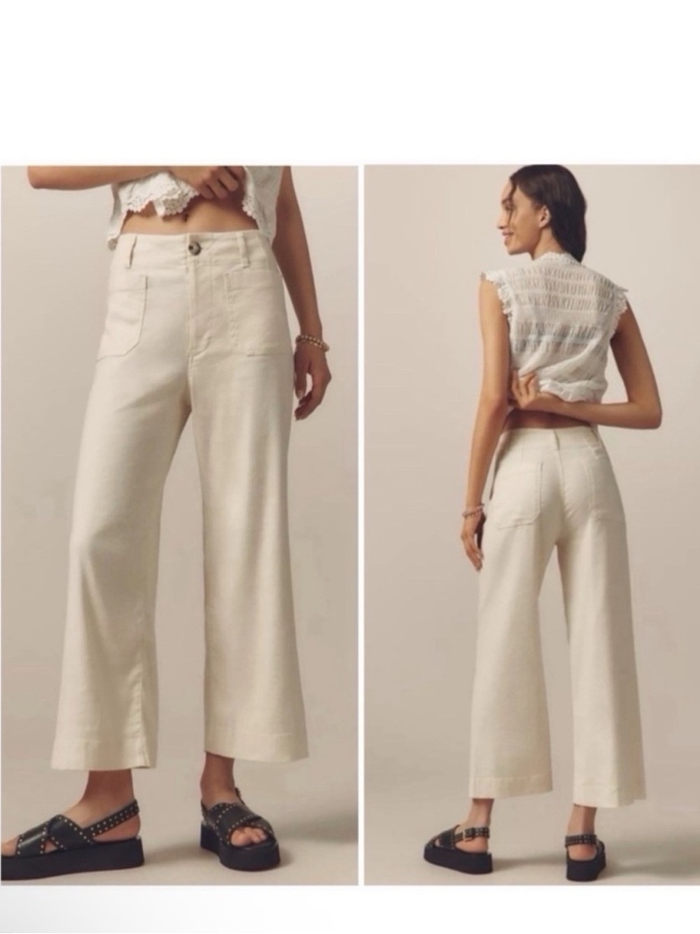 Anthropologie Maeve The Colette Linen Stretch Wide Leg Pants
